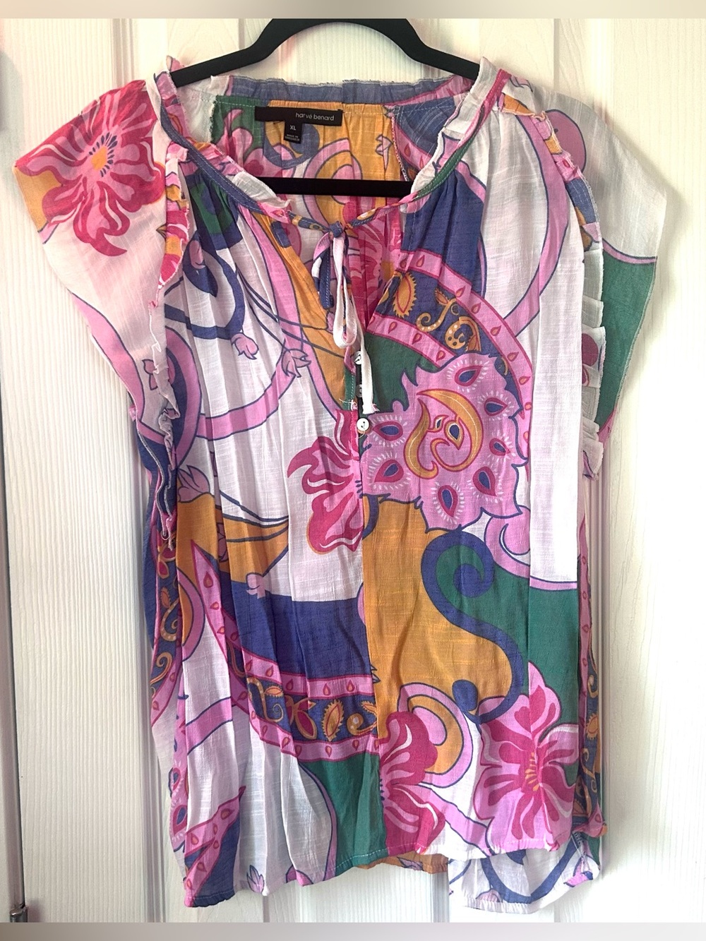 Hervé Bernard Boho Floral Flutter Sleeve Blouse XL
